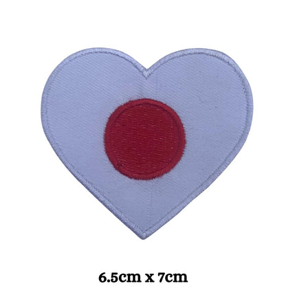 Japan Flag Embroidered Patches, Iron-On/Sew-On Applique, Shield, Round, Heart and Rectangle Flag Badges for Jackets, Bags, Uniforms, Various Sizes