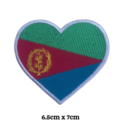 Country Heart Flag Patch – Embroidered Iron On / Sew On Heart Shaped National Flag Badge | All Countries Available | Jackets, Bags, Hats – Gift for Heritage, Travel & Flag Lovers (A-J)