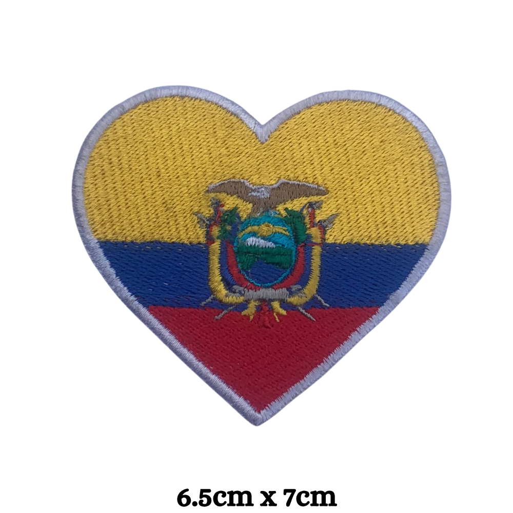Country Heart Flag Patch – Embroidered Iron On / Sew On Heart Shaped National Flag Badge | All Countries Available | Jackets, Bags, Hats – Gift for Heritage, Travel & Flag Lovers (A-J)