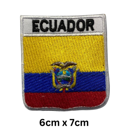 Shield Flag with Name Patch – Embroidered Iron On / Sew On Shield Shaped National Flag Badge with Country Name | All Countries | Badge for Jacket, Biker Vest, Backpack, Uniform (A-J)