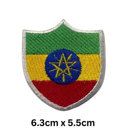 Shield Flag Patch – Embroidered Iron On / Sew On Shield Shaped National Flag Badge | All Countries Available | Heraldic Crest Patch for Jacket, Backpack, Biker Vest, Uniform – Choose Your Country (A-J)
