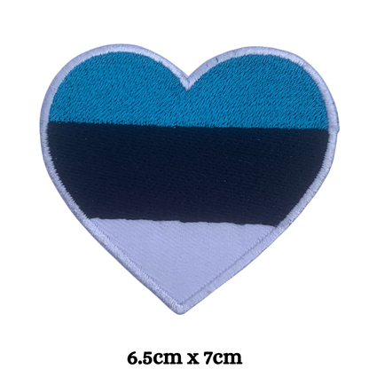 Country Heart Flag Patch – Embroidered Iron On / Sew On Heart Shaped National Flag Badge | All Countries Available | Jackets, Bags, Hats – Gift for Heritage, Travel & Flag Lovers (A-J)