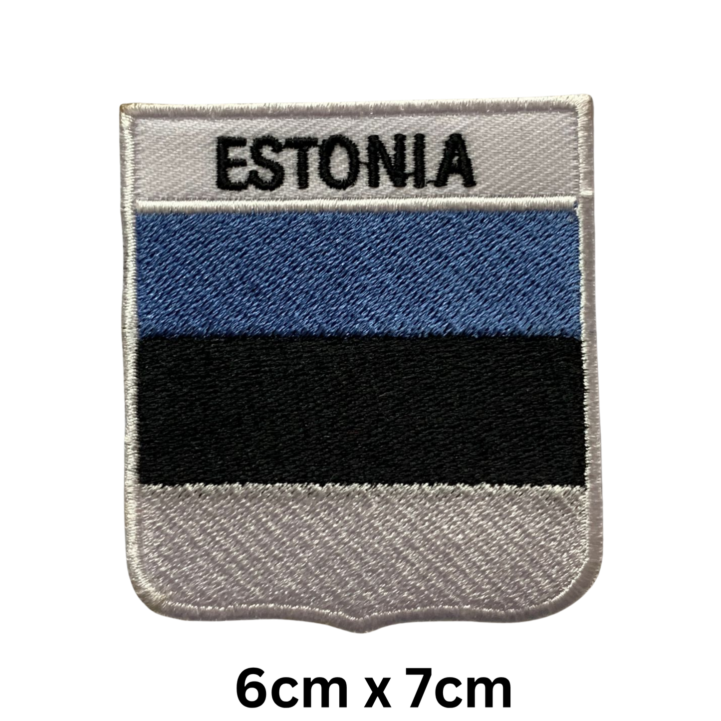 Shield Flag with Name Patch – Embroidered Iron On / Sew On Shield Shaped National Flag Badge with Country Name | All Countries | Badge for Jacket, Biker Vest, Backpack, Uniform (A-J)