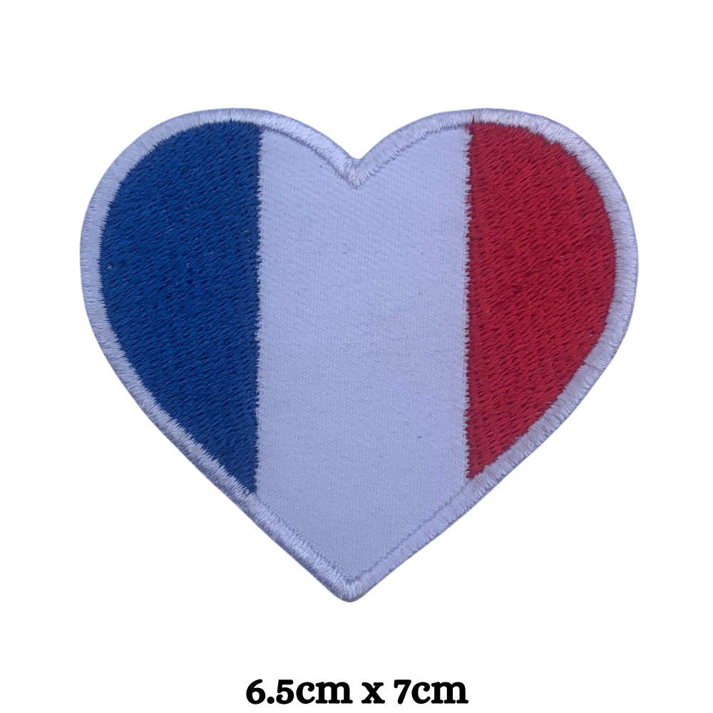 Country Heart Flag Patch – Embroidered Iron On / Sew On Heart Shaped National Flag Badge | All Countries Available | Jackets, Bags, Hats – Gift for Heritage, Travel & Flag Lovers (A-J)