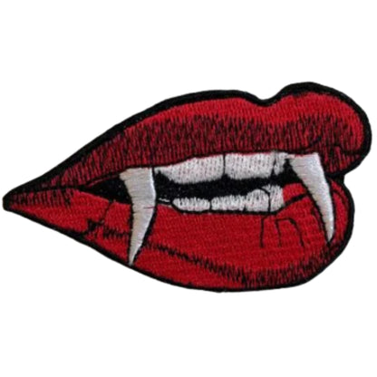 Vampire Teeth Embroidery Iron-On Patches for Clothing Sew-On Applique for DIY Crafts Denim Jackets Jeans Backpacks