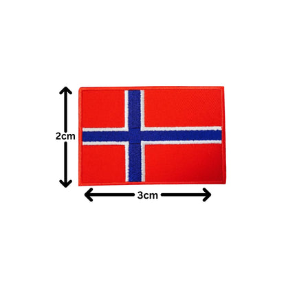 BeBuz Norway Flag Embroidered Patches, Iron-On/Sew-On Applique, Shield, Round, Heart and Rectangle Flag Badges for Jackets, Bags, Uniforms, Various Sizes