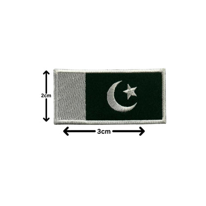 Pakistan Flag Embroidered Patch Set, Iron-On or Sew-On Applique Badges, Rectangle Shield Round Heart Shapes, for Jackets, Backpacks, Hats, Uniforms and Various Sizes