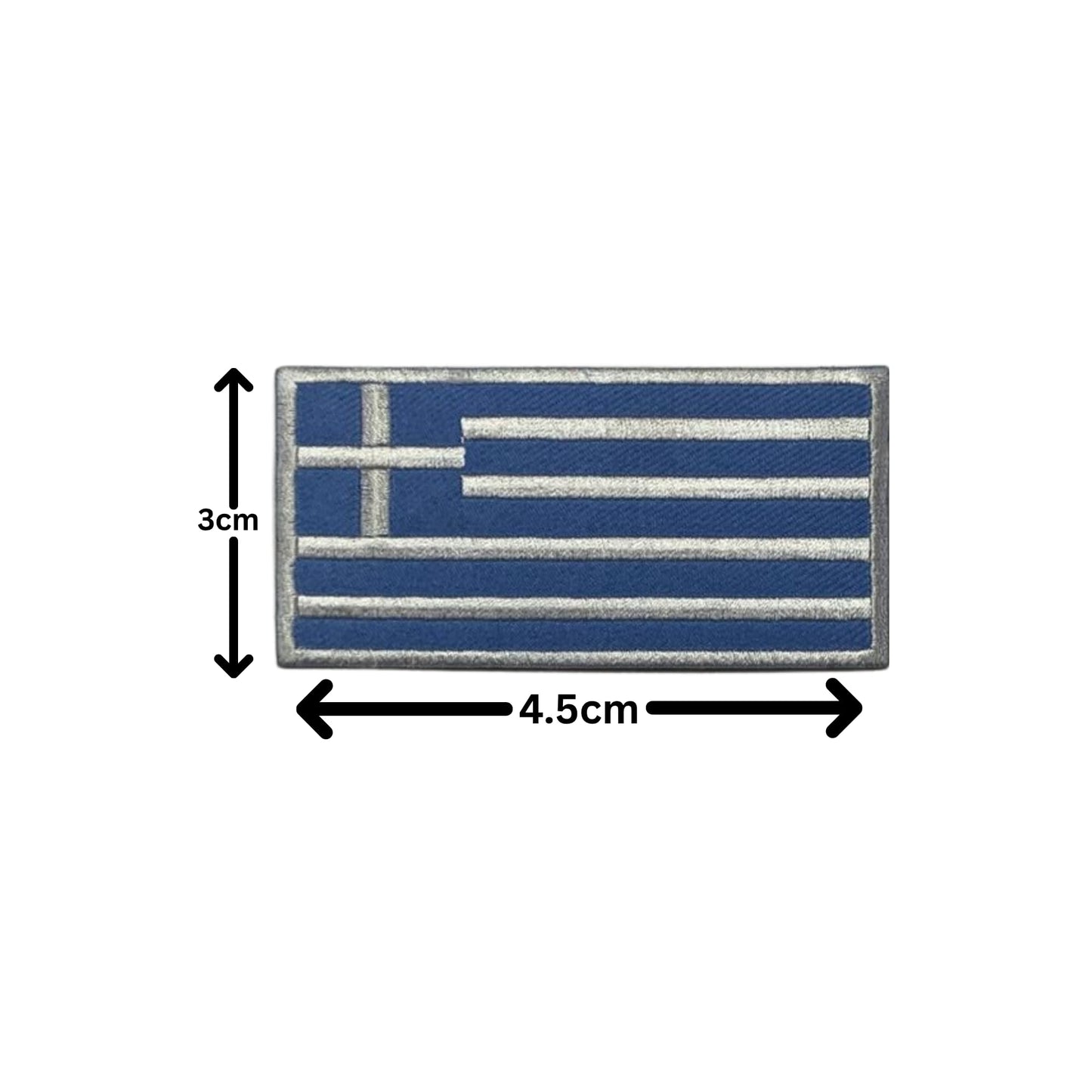 Greece Flag Embroidered Patch Set, Iron-On or Sew-On Applique Badges, Rectangle Shield Round Heart Shapes, for Jackets, Backpacks, Hats, Uniforms and Various Sizes