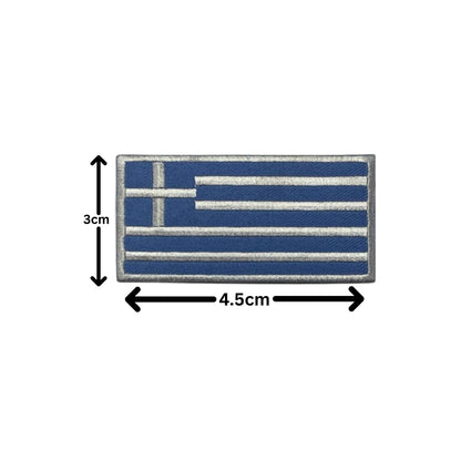Greece Flag Embroidered Patch Set, Iron-On or Sew-On Applique Badges, Rectangle Shield Round Heart Shapes, for Jackets, Backpacks, Hats, Uniforms and Various Sizes