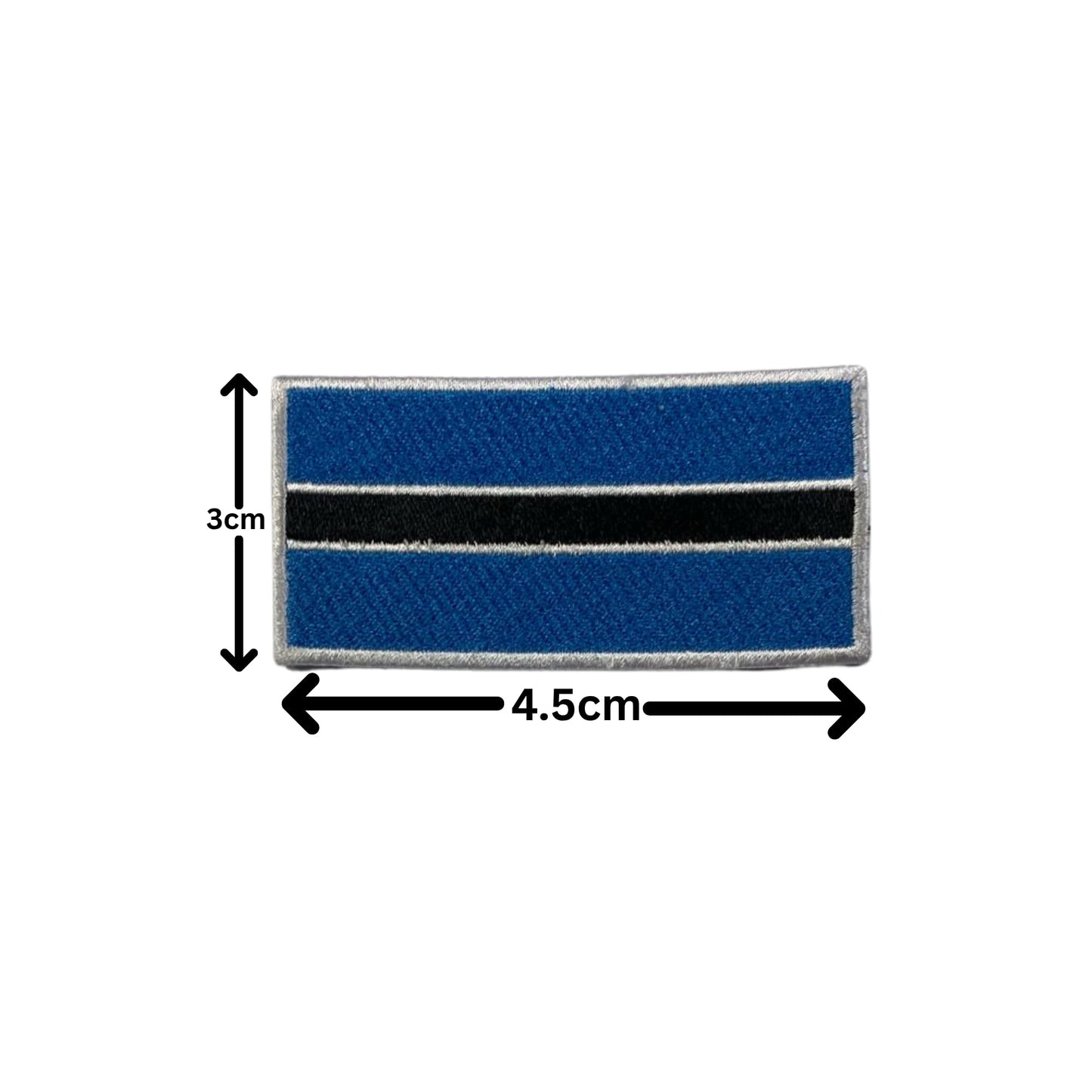 Botswana Flag Embroidered Patch Set, Iron-On or Sew-On Applique Badges, Rectangle Shield Round Heart Shapes, National Flag Emblem for Jackets, Backpacks, Hats, Uniforms and Various Sizes