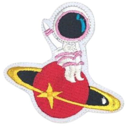 Astronaut on The Planet Embroidery Iron-On Patches for Clothing Sew-On Applique for DIY Crafts Denim Jackets Jeans Backpacks
