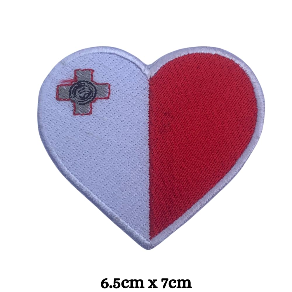 Malta Flag Embroidered Patch Set, Iron-On or Sew-On Applique Badges, Rectangle Shield Round Heart Shapes, for Jackets, Backpacks, Hats, Uniforms and Various Sizes