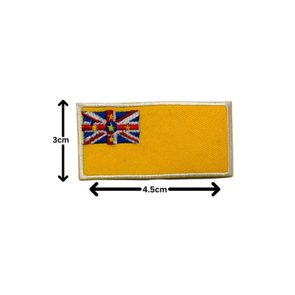 Niue Flag Embroidered Patch Set, Iron-On or Sew-On Applique Badges, Rectangle Shield Round Heart Shapes, for Jackets, Backpacks, Hats, Uniforms and Various Sizes