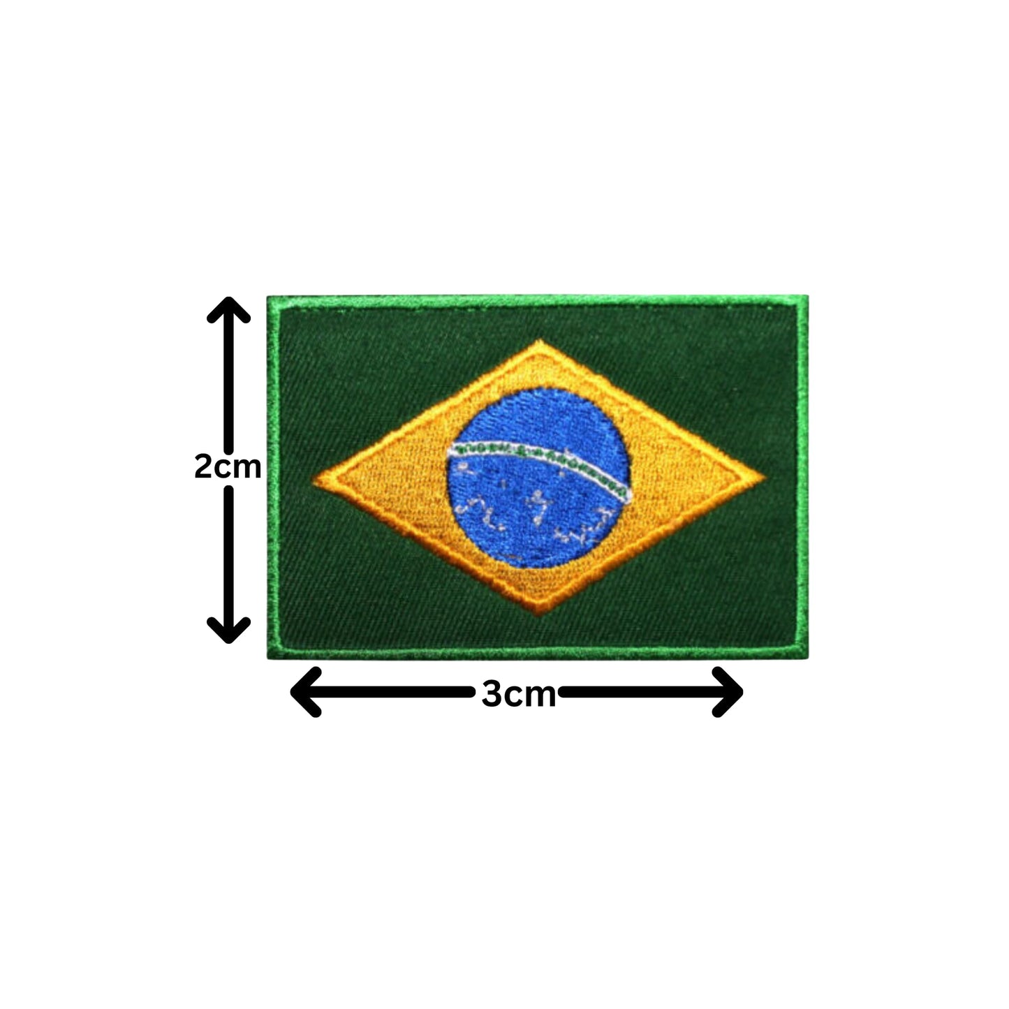 Brazil Flag Embroidered Patches, Iron-On/Sew-On Applique, Shield, Round, Heart and Rectangle Flag Badges for Jackets, Bags, Uniforms, Various Sizes