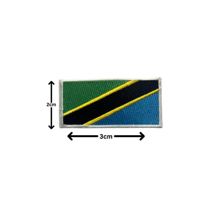 Tanzania Flag Embroidered Patch Set, Iron-On or Sew-On Applique Badges, Rectangle Shield Round Heart Shapes, for Jackets, Backpacks, Hats, Uniforms and Various Sizes