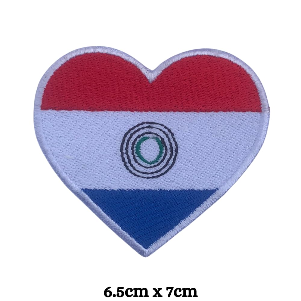 Paraguay Flag Embroidered Patches, Iron-On/Sew-On Applique, Shield, Round, Heart and Rectangle Flag Badges for Jackets, Bags, Uniforms, Various Sizes