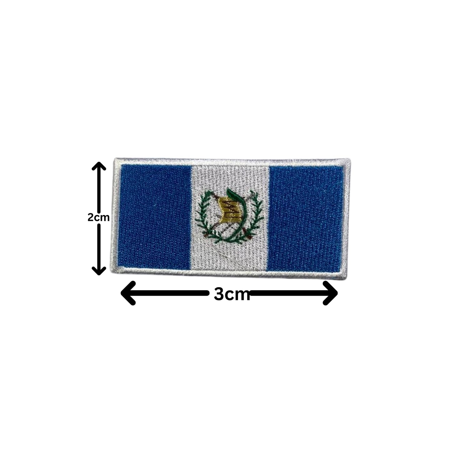 Guatemala Flag Embroidered Patch Set, Iron-On or Sew-On Applique Badges, Rectangle Shield Round Heart Shapes, for Jackets, Backpacks, Hats, Uniforms and Various Sizes