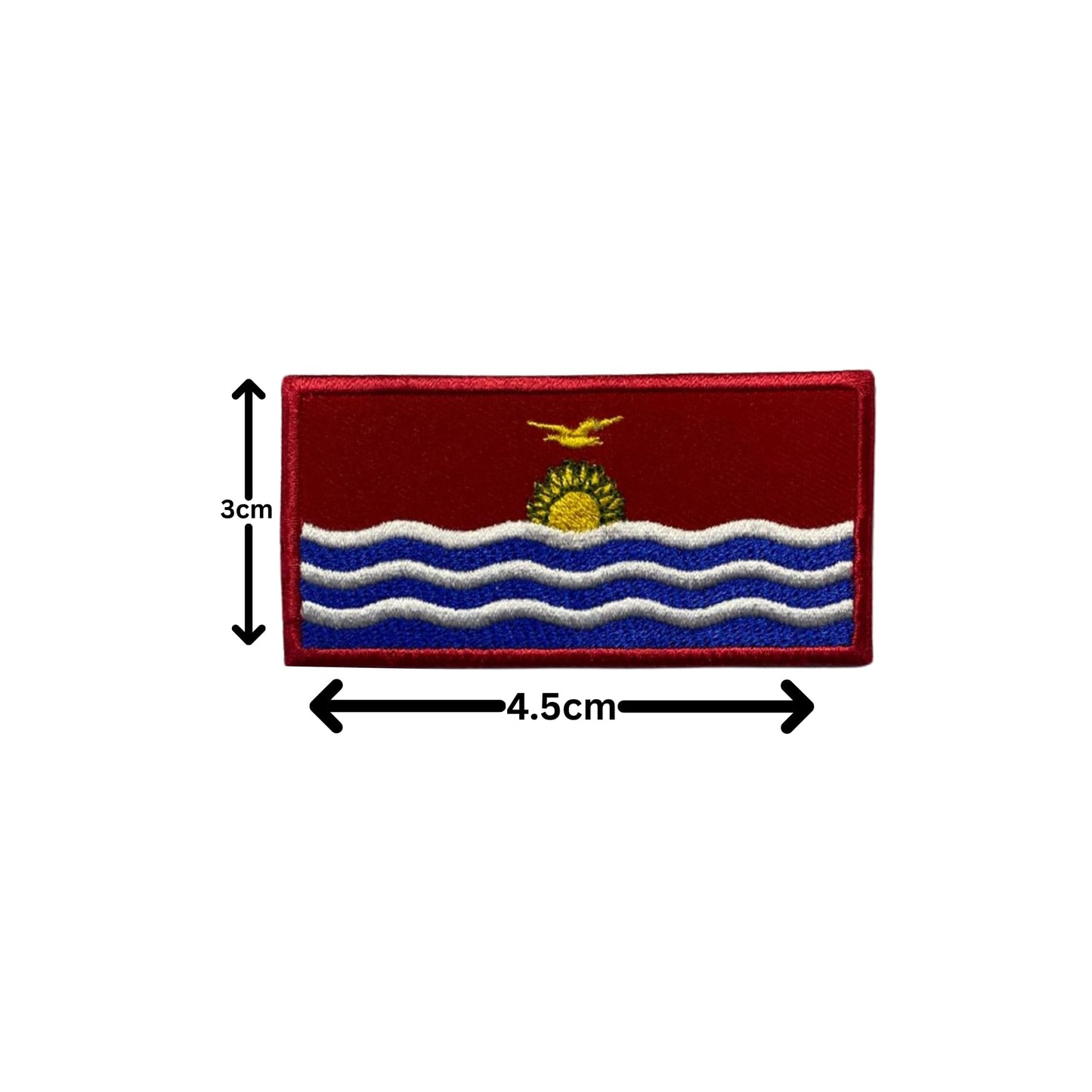 Kiribati Flag Embroidered Patch Set, Iron-On or Sew-On Applique Badges, Rectangle Shield Round Heart Shapes, for Jackets, Backpacks, Hats, Uniforms and Various Sizes
