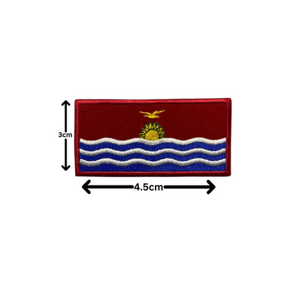 Kiribati Flag Embroidered Patch Set, Iron-On or Sew-On Applique Badges, Rectangle Shield Round Heart Shapes, for Jackets, Backpacks, Hats, Uniforms and Various Sizes
