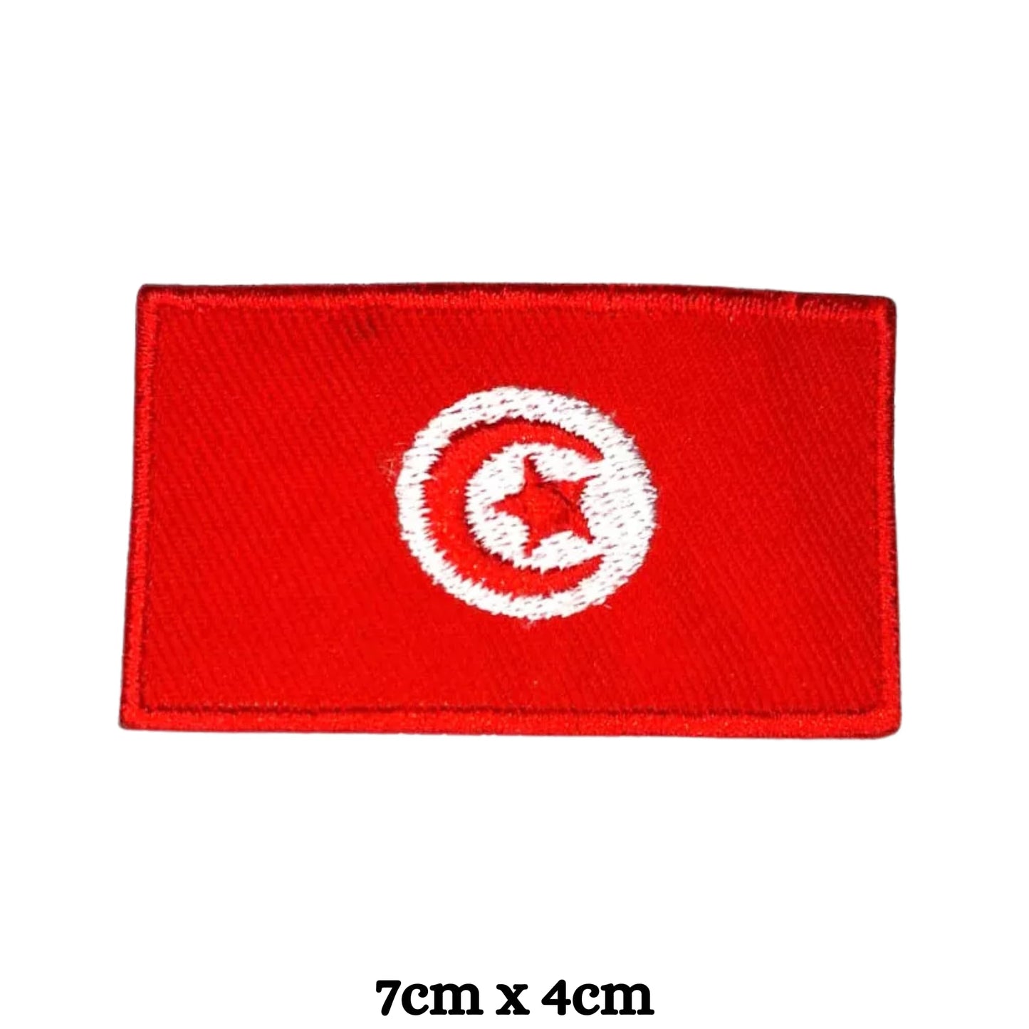 Tunisia Flag Embroidered Patches, Iron-On/Sew-On Applique, Shield, Round, Heart and Rectangle Flag Badges for Jackets, Bags, Uniforms, Various Sizes