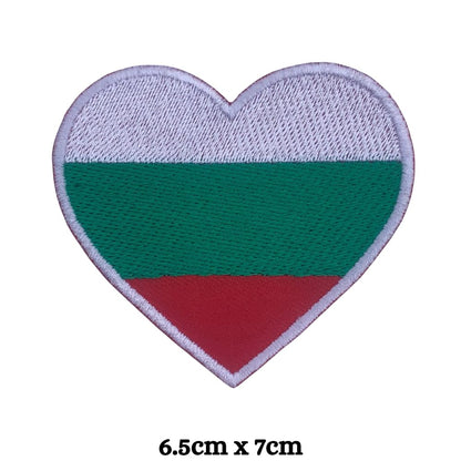 Bulgaria Flag Embroidered Patch Set, Iron-On or Sew-On Applique Badges, Rectangle Shield Round Heart Shapes, National Flag Emblem for Jackets, Backpacks, Hats, Uniforms and Various Sizes