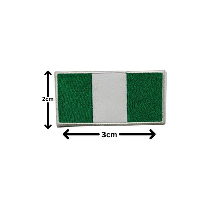 Nigeria Flag Embroidered Patch Set, Iron-On or Sew-On Applique Badges, Rectangle Shield Round Heart Shapes, for Jackets, Backpacks, Hats, Uniforms and Various Sizes
