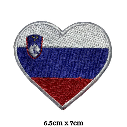 Slovenia Flag Embroidered Patch Set, Iron-On or Sew-On Applique Badges, Rectangle Shield Round Heart Shapes, for Jackets, Backpacks, Hats, Uniforms and Various Sizes