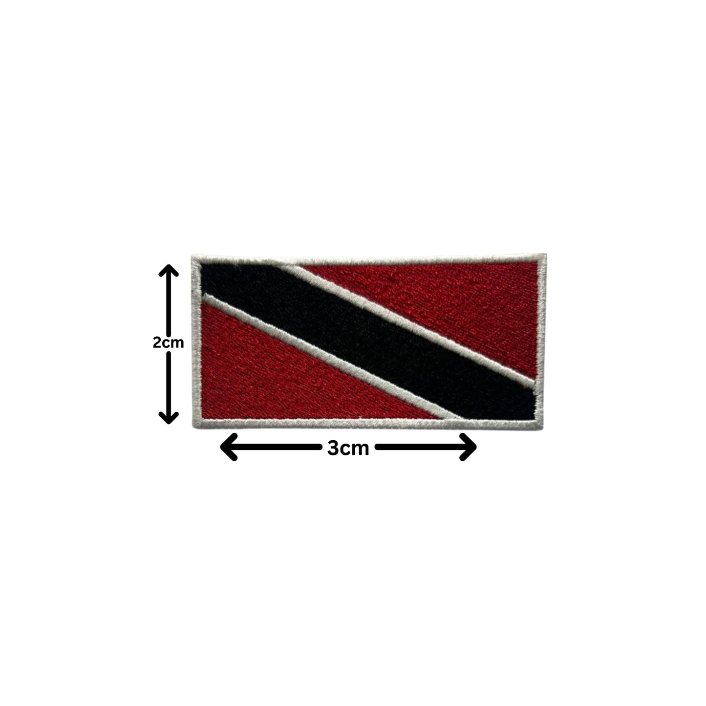 Trinidad and Tobago Flag Embroidered Patch Set, Iron-On or Sew-On Applique Badges, Rectangle Shield Round Heart Shapes, for Jackets, Backpacks, Hats, Uniforms and Various Sizes