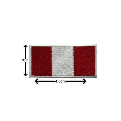 Peru Flag Embroidered Patch Set, Iron-On or Sew-On Applique Badges, Rectangle Shield Round Heart Shapes, for Jackets, Backpacks, Hats, Uniforms and Various Sizes
