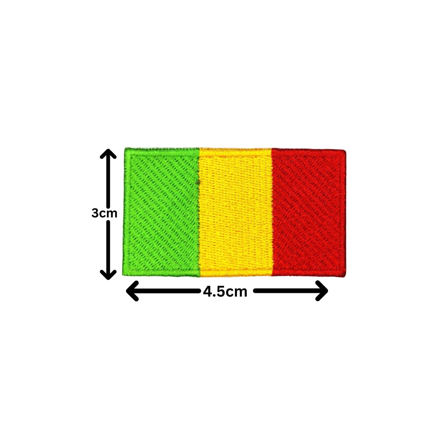 Mali Flag Embroidered Patch Set, Iron-On or Sew-On Applique Badges, Rectangle Shield Round Heart Shapes, for Jackets, Backpacks, Hats, Uniforms and Various Sizes