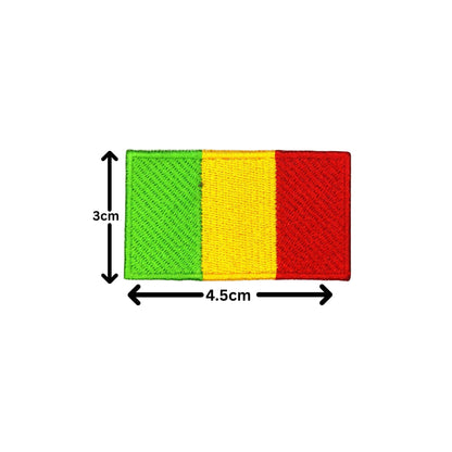 Mali Flag Embroidered Patch Set, Iron-On or Sew-On Applique Badges, Rectangle Shield Round Heart Shapes, for Jackets, Backpacks, Hats, Uniforms and Various Sizes