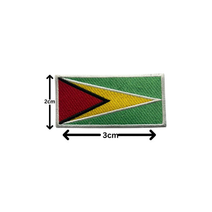 Guyana Flag Embroidered Patch Set, Iron-On or Sew-On Applique Badges, Rectangle Shield Round Heart Shapes, for Jackets, Backpacks, Hats, Uniforms and Various Sizes