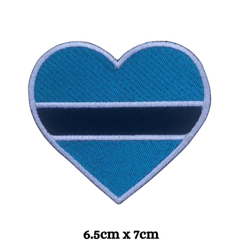 Botswana Flag Embroidered Patch Set, Iron-On or Sew-On Applique Badges, Rectangle Shield Round Heart Shapes, National Flag Emblem for Jackets, Backpacks, Hats, Uniforms and Various Sizes
