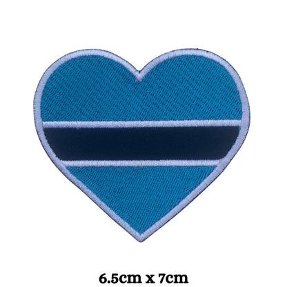 Botswana Flag Embroidered Patch Set, Iron-On or Sew-On Applique Badges, Rectangle Shield Round Heart Shapes, National Flag Emblem for Jackets, Backpacks, Hats, Uniforms and Various Sizes