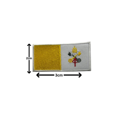 Vatican City Flag Embroidered Patch Set, Iron-On or Sew-On Applique Badges, Rectangle Shield Round Heart Shapes, for Jackets, Backpacks, Hats, Uniforms and Various Sizes