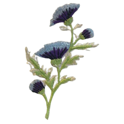 Beautiful Lavender Thistle Flower Embroidery Iron-On Patches for Clothing Sew-On Applique for DIY Crafts Denim Jackets Jeans Backpacks