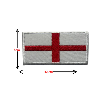 England Flag Embroidered Patches, Iron-On/Sew-On Applique, Shield, Round, Heart and Rectangle UK Flag Badges for Jackets, Bags, Uniforms, Various Sizes