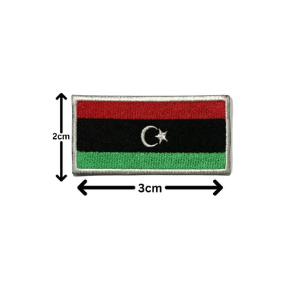 Libya Flag Embroidered Patch Set, Iron-On or Sew-On Applique Badges, Rectangle Shield Round Heart Shapes, for Jackets, Backpacks, Hats, Uniforms and Various Sizes