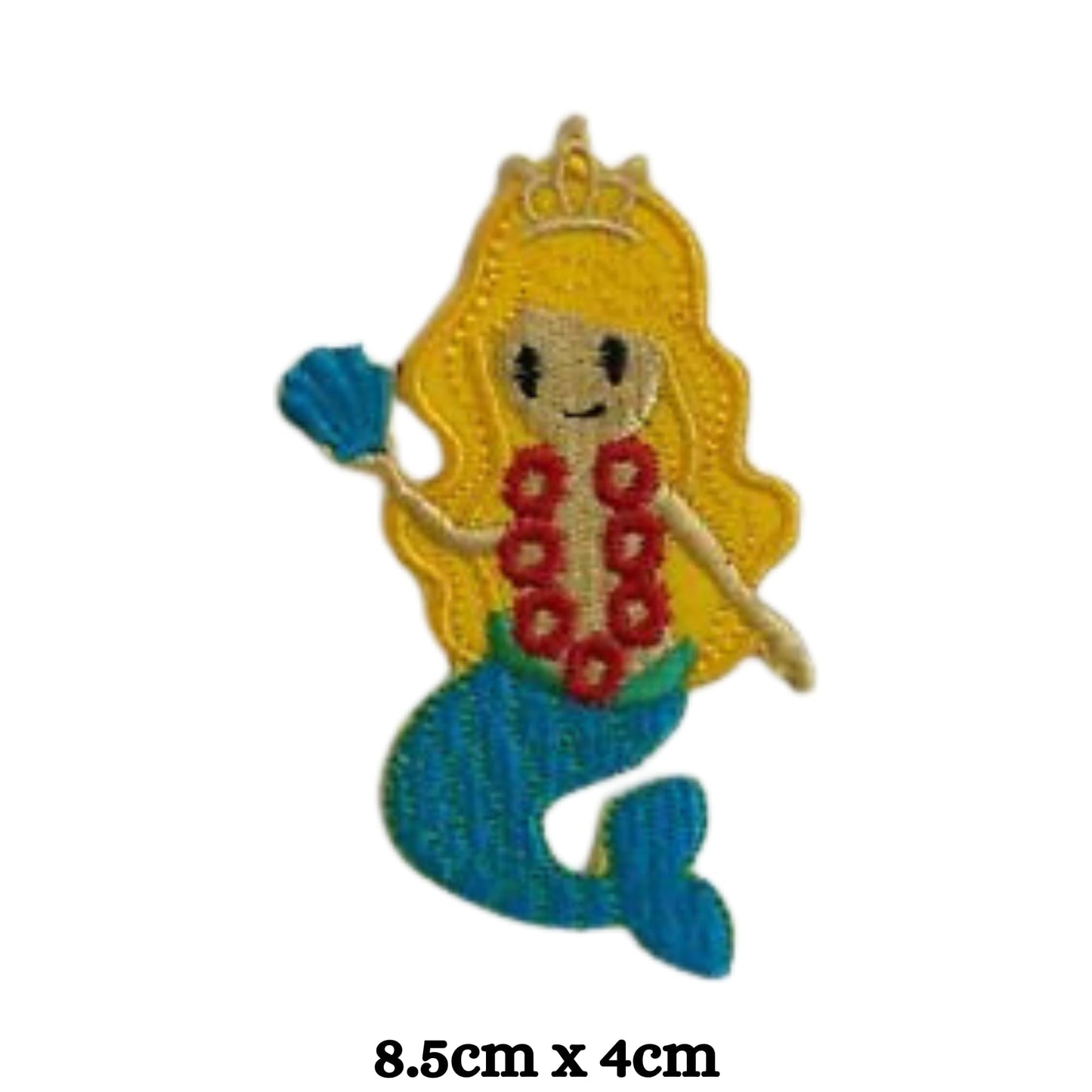 Mermaid Princess Beach Sea Embroidery Iron-On Patches for Clothing Sew-On Applique for DIY Crafts Denim Jackets Jeans Backpacks
