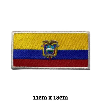 Ecuador Flag Embroidered Patches, Iron-On/Sew-On Applique, Shield, Round, Heart and Rectangle Flag Badges for Jackets, Bags, Uniforms, Various Sizes