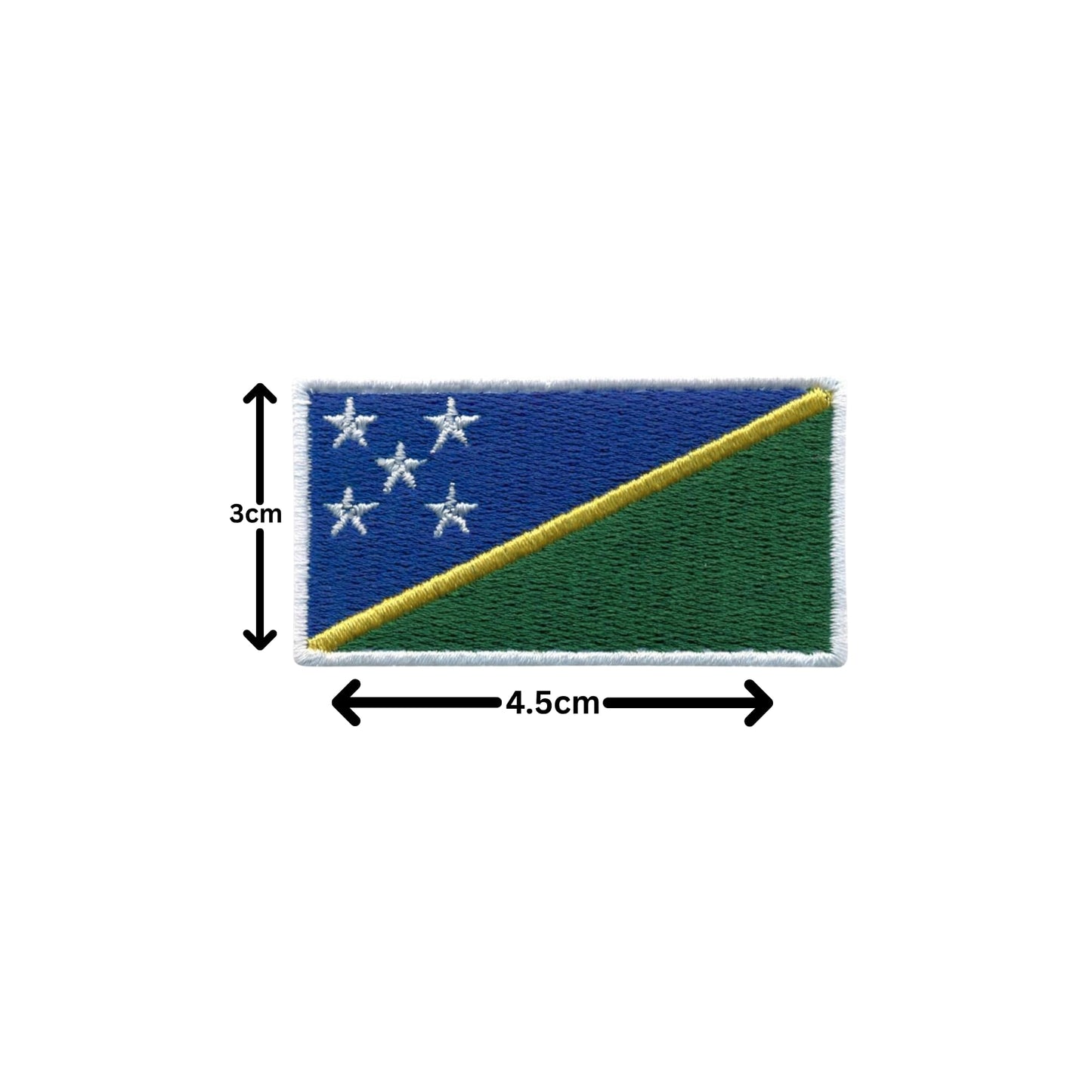 Solomon Islands Flag Embroidered Patch Set, Iron-On or Sew-On Applique Badges, Rectangle Shield Round Heart Shapes, for Jackets, Backpacks, Hats, Uniforms and Various Sizes
