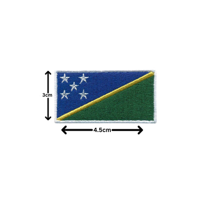 Solomon Islands Flag Embroidered Patch Set, Iron-On or Sew-On Applique Badges, Rectangle Shield Round Heart Shapes, for Jackets, Backpacks, Hats, Uniforms and Various Sizes