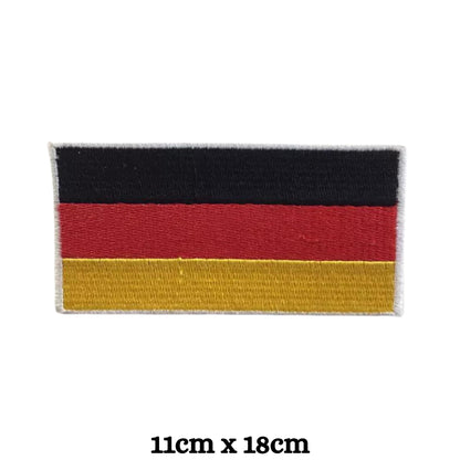 BeBuz Germany Flag Embroidered Patches, Iron-On/Sew-On Applique, Shield, Round, Heart and Rectangle Flag Badges for Jackets, Bags, Uniforms, Various Sizes