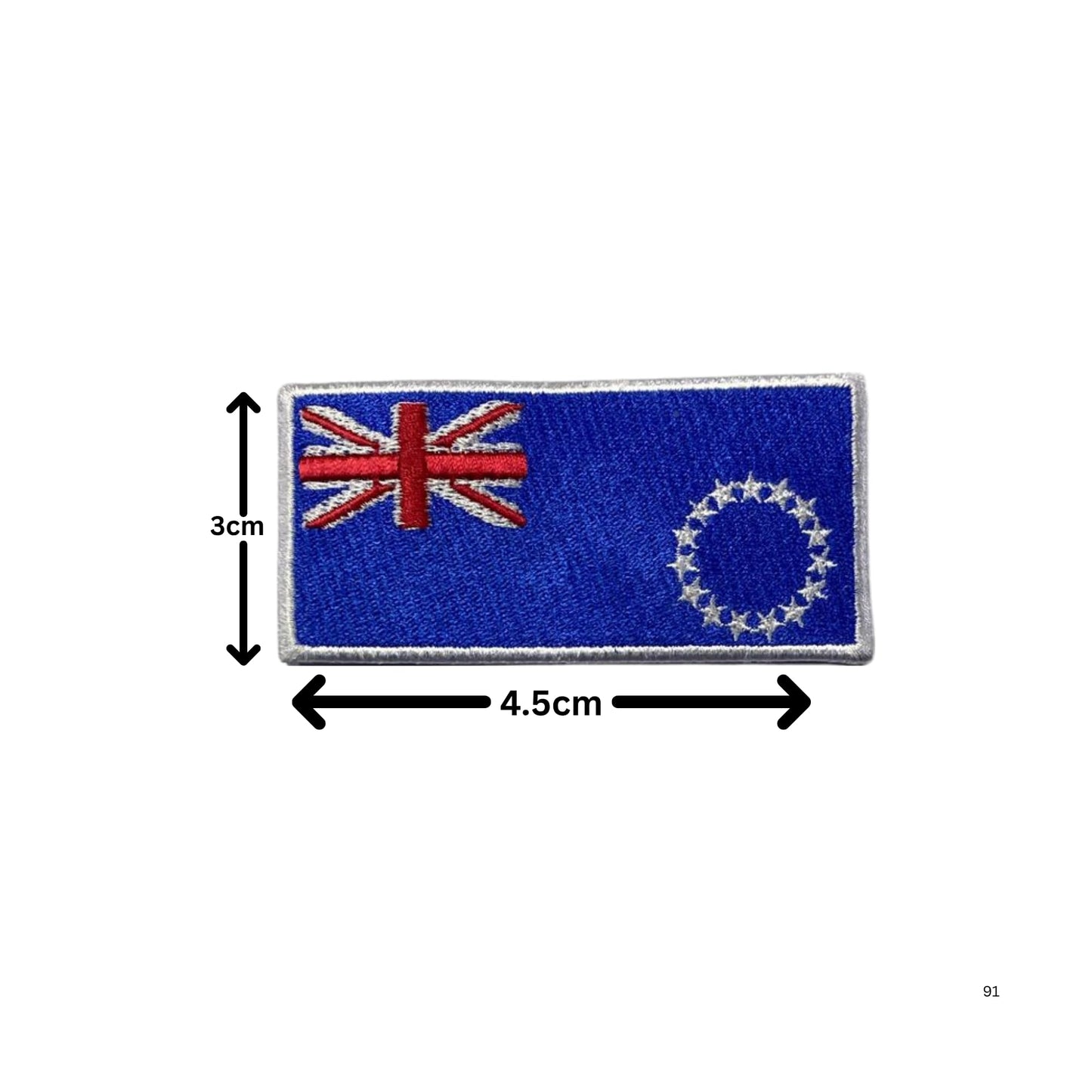 Cook Island Flag Embroidered Patch Set, Iron-On or Sew-On Applique Badges, Rectangle Shield Round Heart Shapes, for Jackets, Backpacks, Hats, Uniforms and Various Sizes