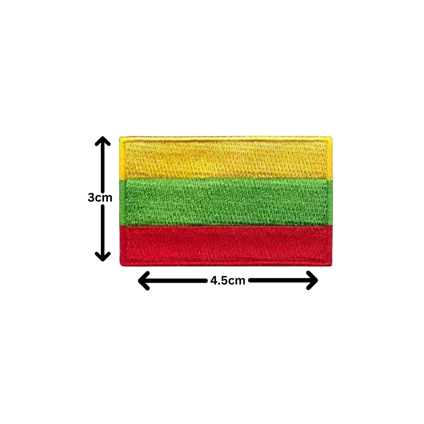 Lithuania Flag Embroidered Patch Set, Iron-On or Sew-On Applique Badges, Rectangle Shield Round Heart Shapes, for Jackets, Backpacks, Hats, Uniforms and Various Sizes