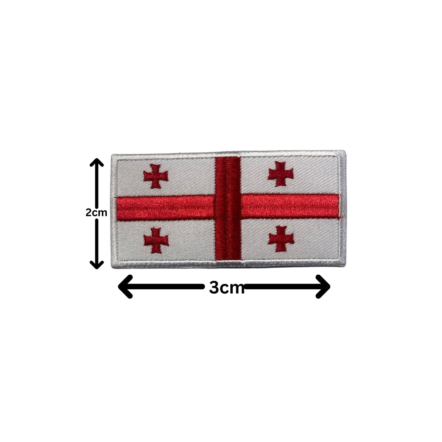 Georgia Flag Embroidered Patch Set, Iron-On or Sew-On Applique Badges, Rectangle Shield Round Heart Shapes, for Jackets, Backpacks, Hats, Uniforms and Various Sizes