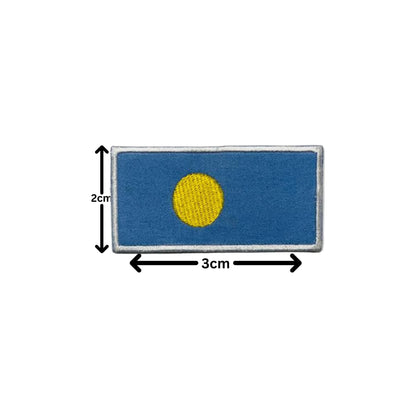 Palau Flag Embroidered Patch Set, Iron-On or Sew-On Applique Badges, Rectangle Shield Round Heart Shapes, for Jackets, Backpacks, Hats, Uniforms and Various Sizes