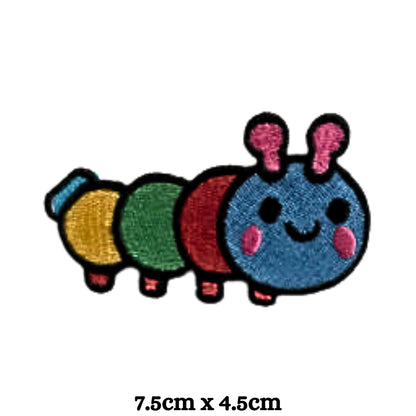 Caterpillar Colourful Embroidery Iron-On Patches for Clothing Sew-On Applique for DIY Crafts Denim Jackets Jeans Backpacks