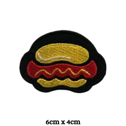 Hot Dog Embroidery Iron-On Patches for Clothing Sew-On Applique for DIY Crafts Denim Jackets Jeans Backpacks