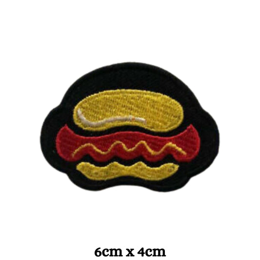 Hot Dog Embroidery Iron-On Patches for Clothing Sew-On Applique for DIY Crafts Denim Jackets Jeans Backpacks